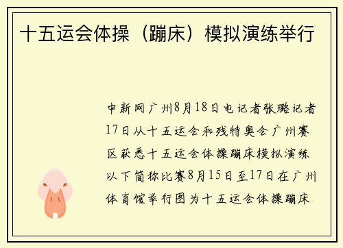 十五运会体操（蹦床）模拟演练举行